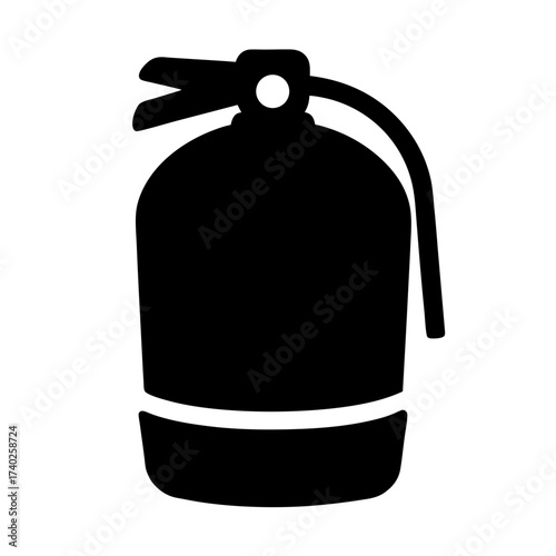 Solid Black Silhouette Image of a Common Fire Extinguisher Design Shape