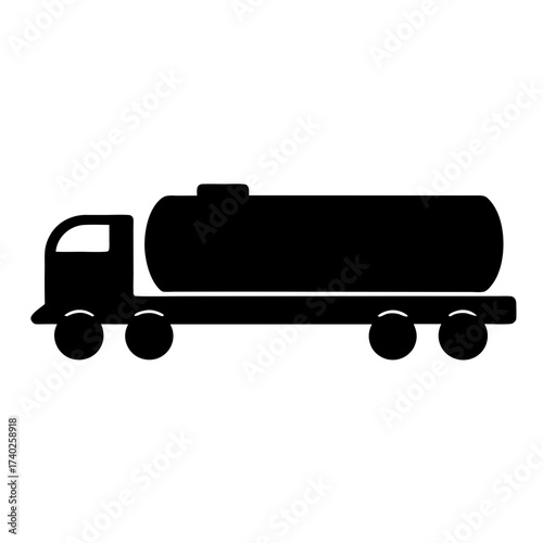 Black and white silhouette of a tanker truck ready for transport