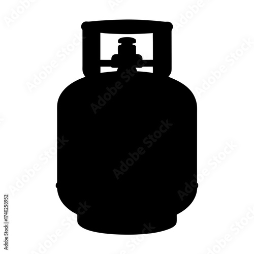 Black silhouette of a portable propane gas cylinder or tank used for storage