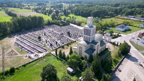 Basilica of the Holy Trinity and St Anne and cemetery in Prostyn village, Poland