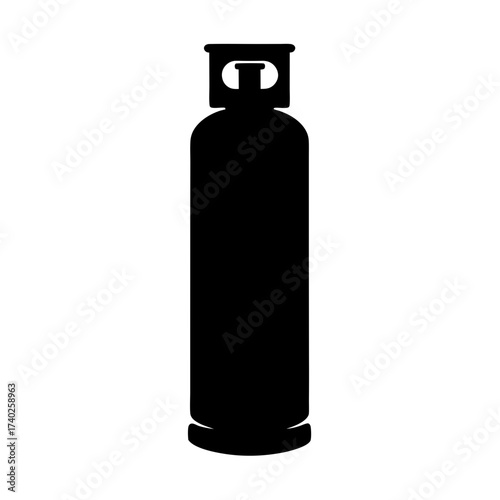 Monochromatic silhouette of a compressed gas cylinder for fuel storage safety