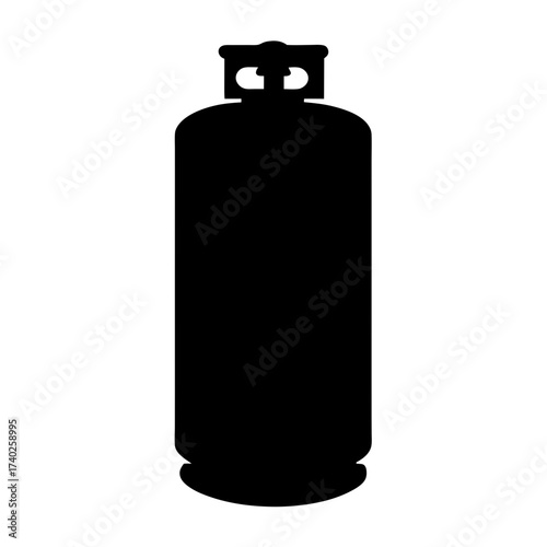 Black silhouette of a typical liquid petroleum gas container or propane tank