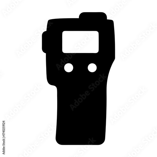 Stylized black and white vector drawing of an electronic device with screen
