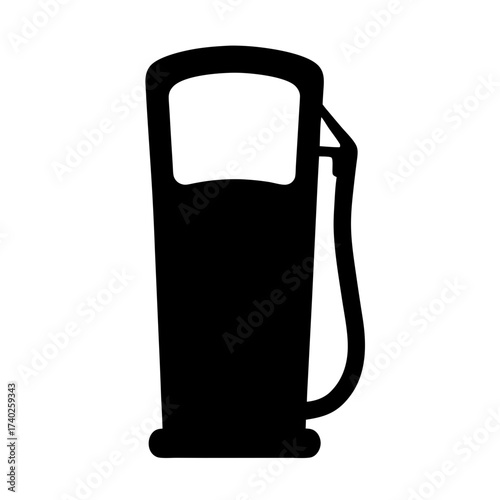 Simplified black and white silhouette of a gasoline pump for design purposes