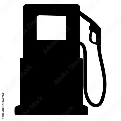 Black silhouette illustration of a gas station fuel pump on white background