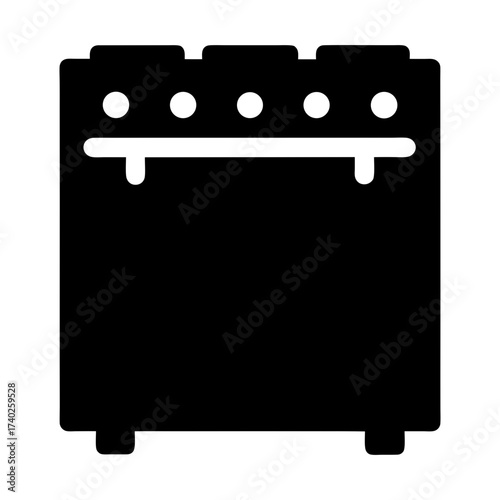 A black and white representation of a guitar amplifier for musicians