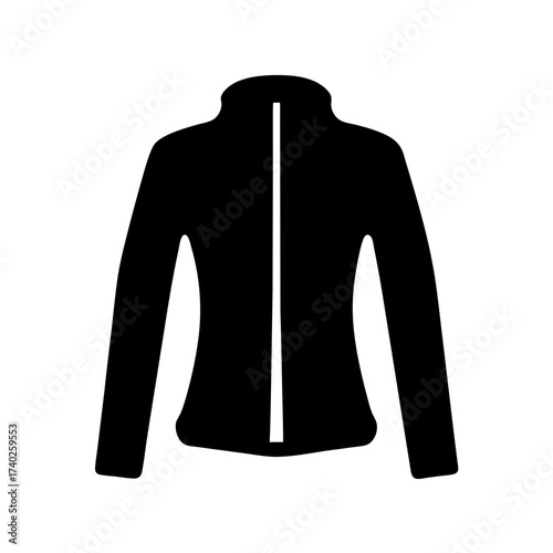 Stylized black silhouette of a women's zipup jacket with long sleeves