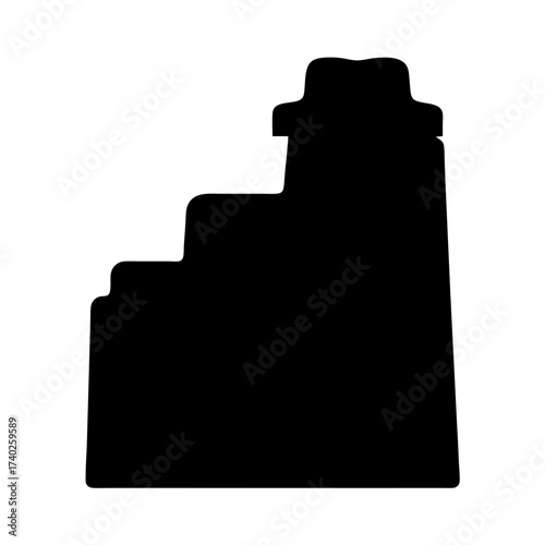 Black silhouette of a complex multi tiered and layered structure architecture