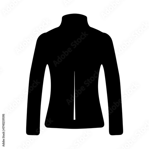 Sleek black long sleeved blouse silhouette, formal or casual wear option