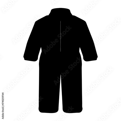 Black jumpsuit with short sleeves and full body, creating a bold silhouette