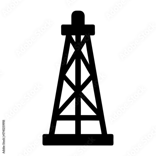 Silhouette of an oil derrick used for petroleum extraction and production