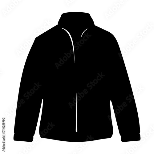 Silhouette of a versatile black jacket, ideal for outerwear and fashion