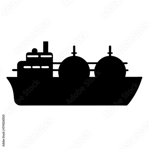 Silhouette of an LNG tanker ship carrying liquefied natural gas cargo