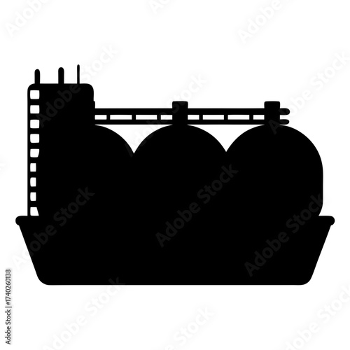 Silhouette illustration of a tanker ship used for transporting liquid bulk