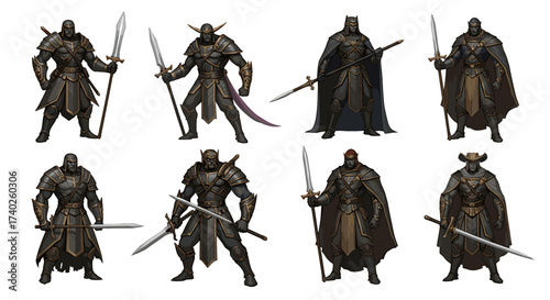 Fantasy Characters: A Diverse Array of Armored Warriors and Figures