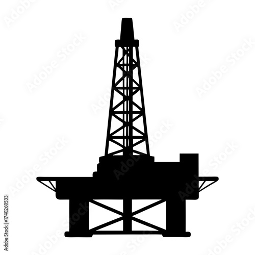 Silhouette of an offshore oil and gas platform for drilling purposes