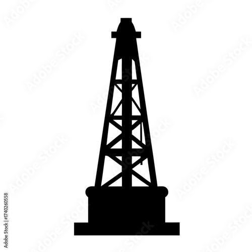 Silhouette of an Oil Derrick Symbolizing Energy Production and Industrial Activity