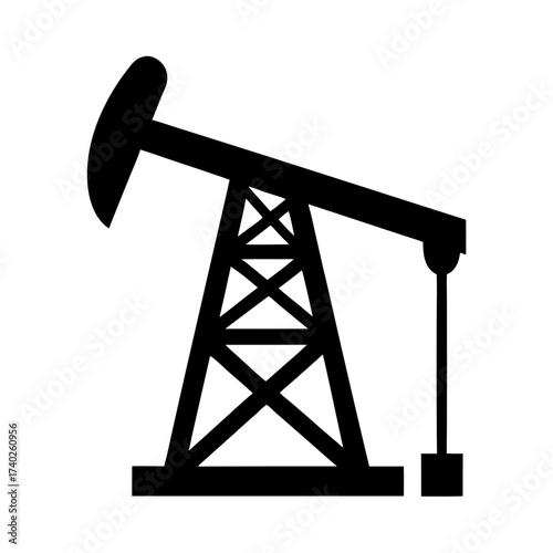 Oil pumpjack silhouette icon on white background for energy concepts