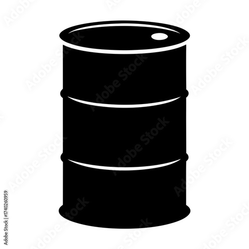 Stylized black oil barrel symbol with banded design and filler opening