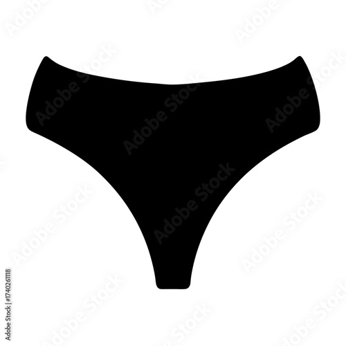 Black Women's Underwear Silhouette on a White Background, BottomsUp View