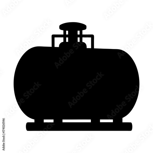 Silhouette of a large industrial tank for storage of liquids or gases