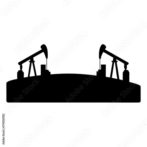 Silhouette of oil derricks pumping oil, reflecting energy production theme
