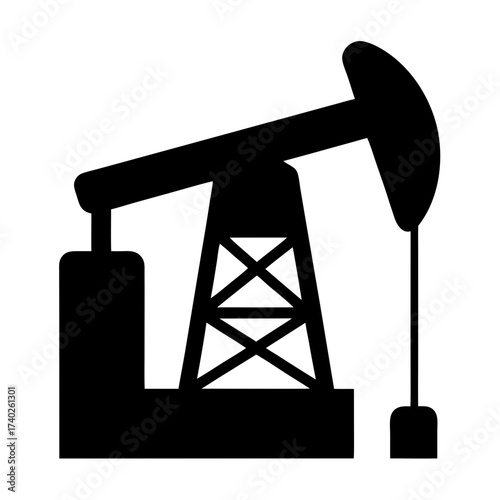 Simplified Black Silhouette Illustration of an Oil Pump Jack Extracting Resources