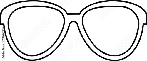 Vector art of outline drawing of a pair of fashionable sunglasses with thick frames