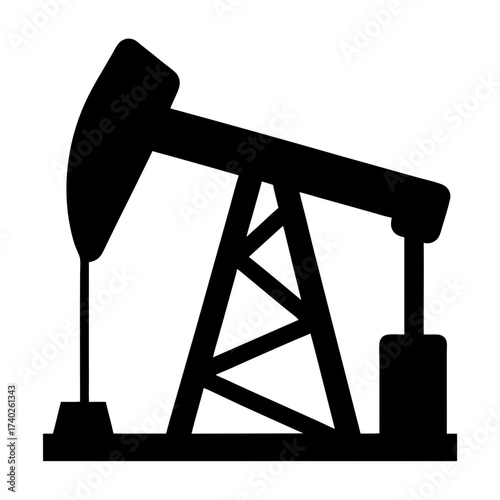 Silhouette of Oil Pump Jack Extracting Petroleum, Symbol of Energy and Resources