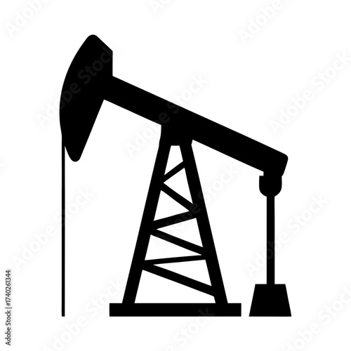 Silhouette of an Oil Derrick Pumpjack, Illustrating Resource Extraction and Industry