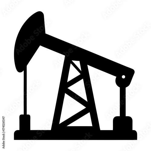 Oil Rig Pumpjack Silhouette Illustration Representing the Energy Industry and Extraction