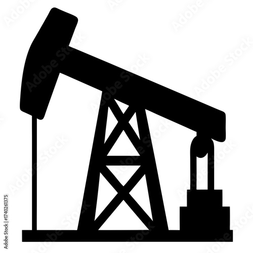 Silhouette of an oil pump jack, a symbol of petroleum extraction industry