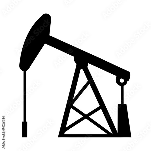 Iconic Oil Pump Jack Silhouette Representing Fossil Fuel Extraction and Energy Production