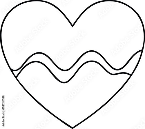Vector art of outline of a heart with a wavy line inside