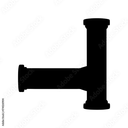 Silhouette of a Tshaped pipe fitting, commonly used in plumbing systems