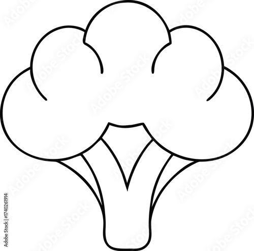 Vector art of a simple line drawing of a broccoli floret