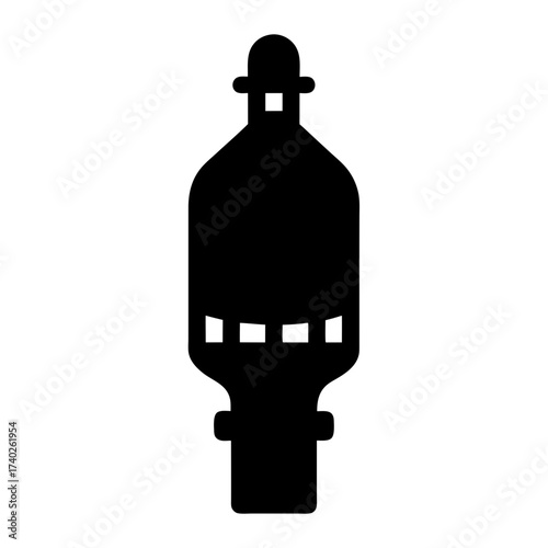 Stylized black silhouette of a vintage diving helmet for nautical design