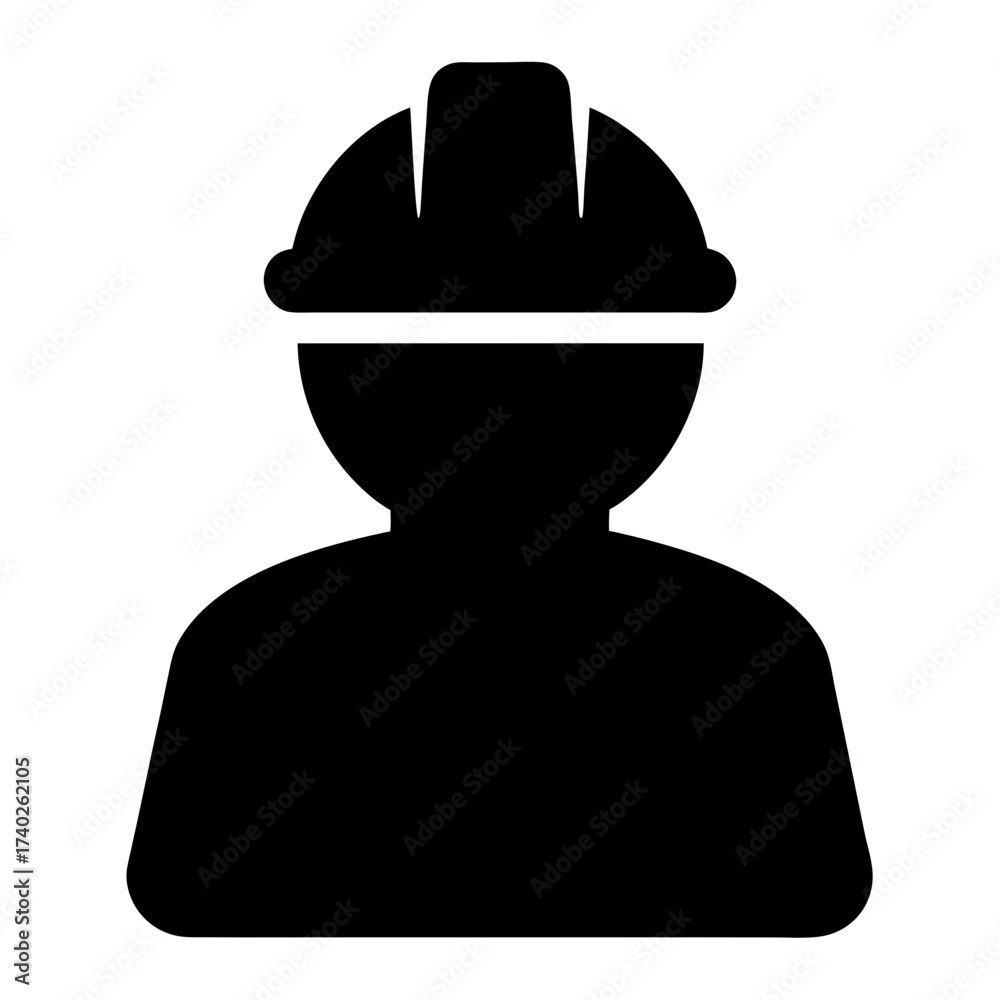 Naklejka premium Silhouette of a Construction Worker with Hard Hat for Safety Purposes