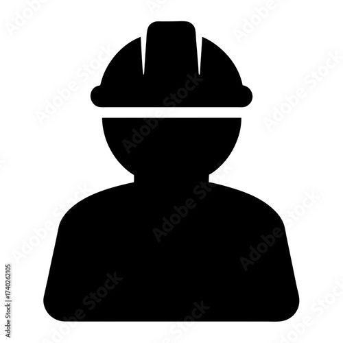 Silhouette of a Construction Worker with Hard Hat for Safety Purposes