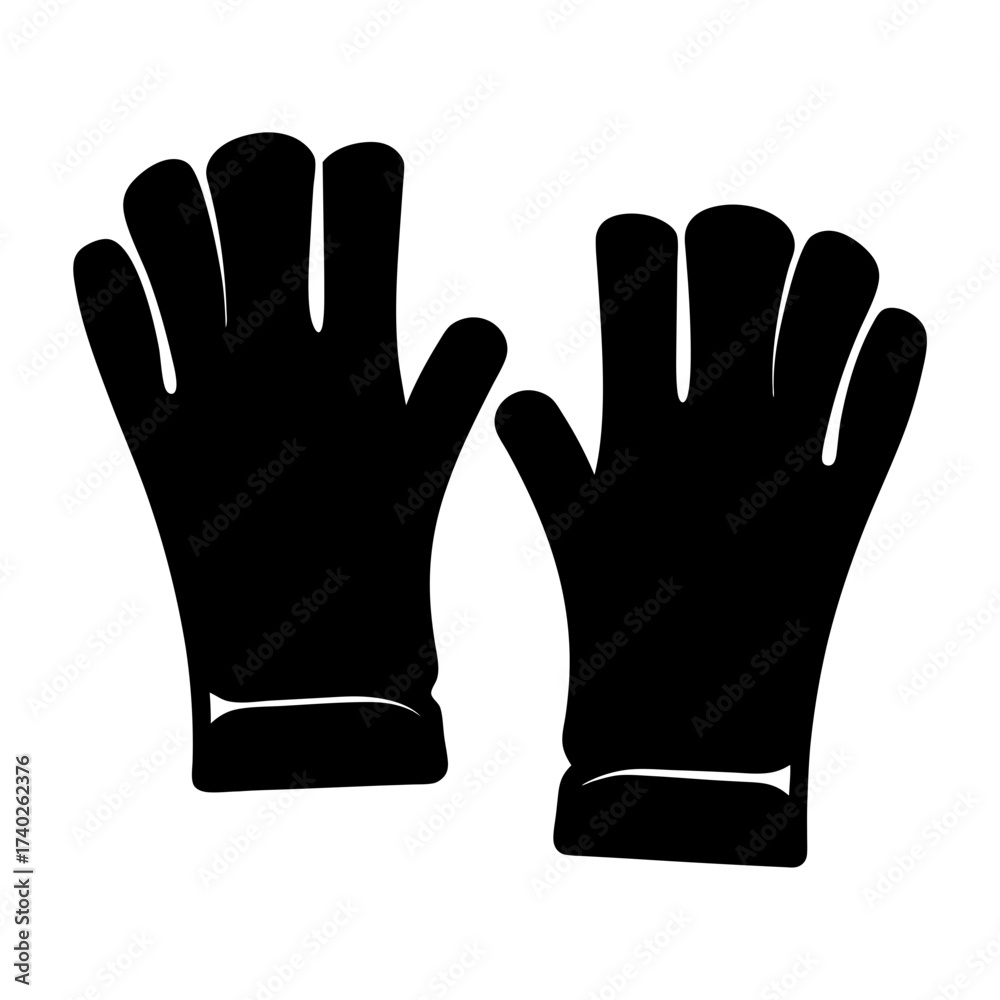 Obraz premium Black Pair of Gloves Icon Ready for Winter Weather Protection Vector