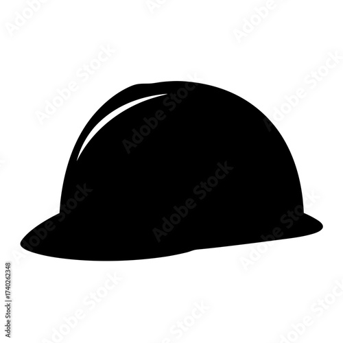 Silhouette of a black hard hat, personal protective equipment illustration