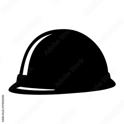 Stylized black silhouette illustration of a classic construction worker's hard hat