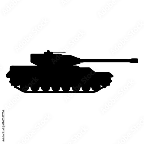 Silhouette of a Powerful Military Tank Ready for Action and Engagement