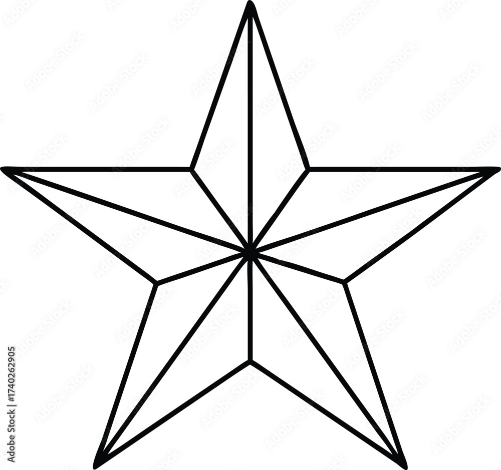 Obraz premium Vector art of a simple black and white outline drawing of a fivepointed star