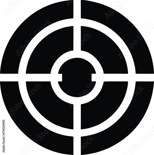 Vector art of a black target symbol with concentric circles and crosshairs
