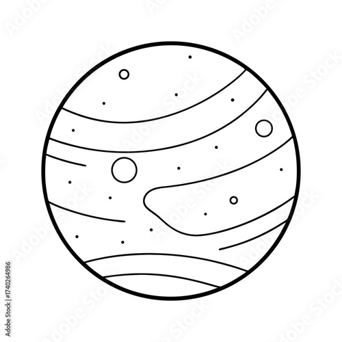 Mars Planet Outline Line Art Vector