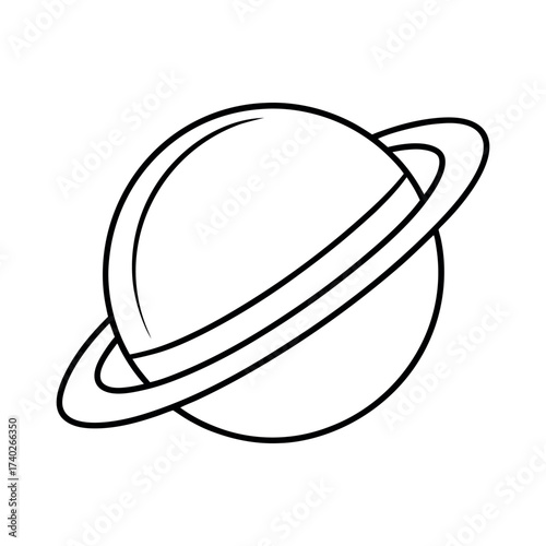 Saturn Planet Outline Line Art Vector