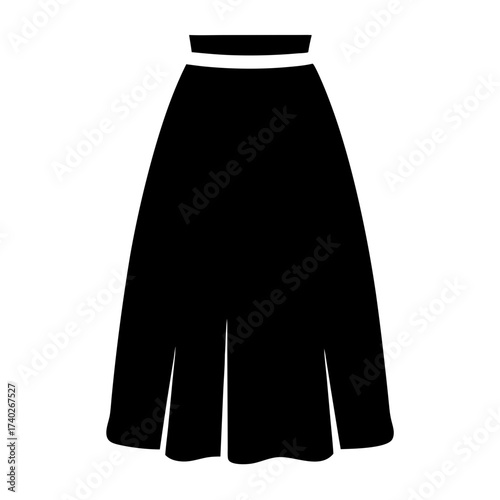 Elegant silhouette of a black skirt with pleats, ideal for fashion design