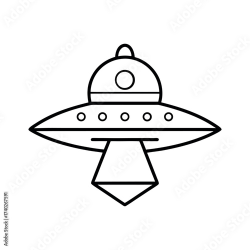 Spaceship Outline Line Art Vector