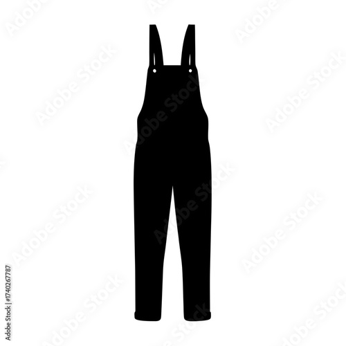 Black silhouette of overalls with suspenders and a bib front
